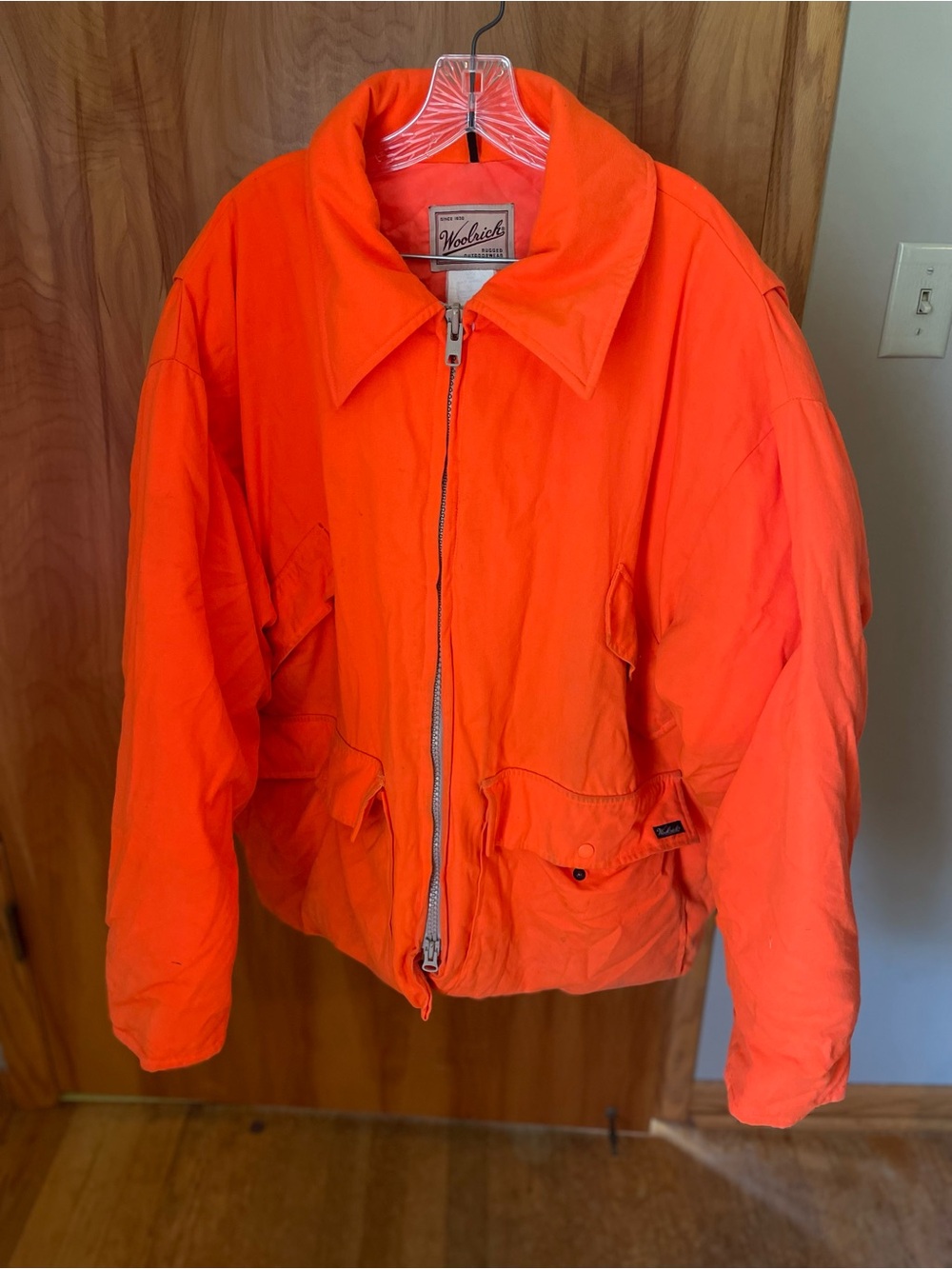 Vintage Woolrich Women's Bright Orange Down Zip Puffer Jacket